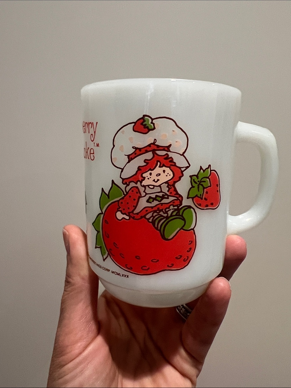 Anchor Hocking Vintage 1980’s Milk Glass Strawberry Shortcake Mug